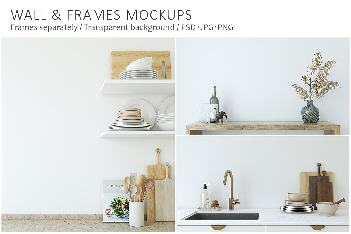 MODERN KITCHEN Wall&Frame Mockup, a Print Template by MyHomeMockups (Photo 1 of 7)
