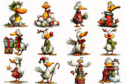 Whimsical Christmas Duck Clipart, an Illustration by OK Design (Thumbnail 3 of 6)