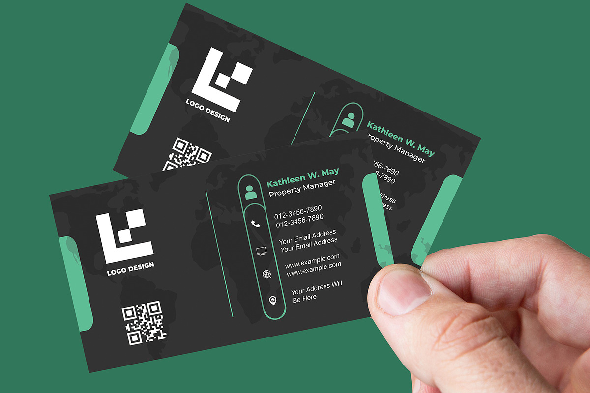 Modern Dark Business Card PSD preview 3