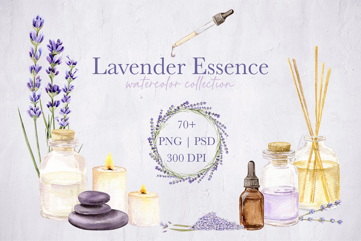 Watercolor Lavender Essense, a Healthcare Illustration by art_takremen (Photo 1 of 8)