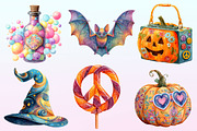 Groovy Halloween Day Clipart., a Graphic by CitraGraphics (Thumbnail 2 of 4)