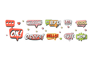 Bubble Talk Phrases Clouds for, an Object Illustration by TopVectors