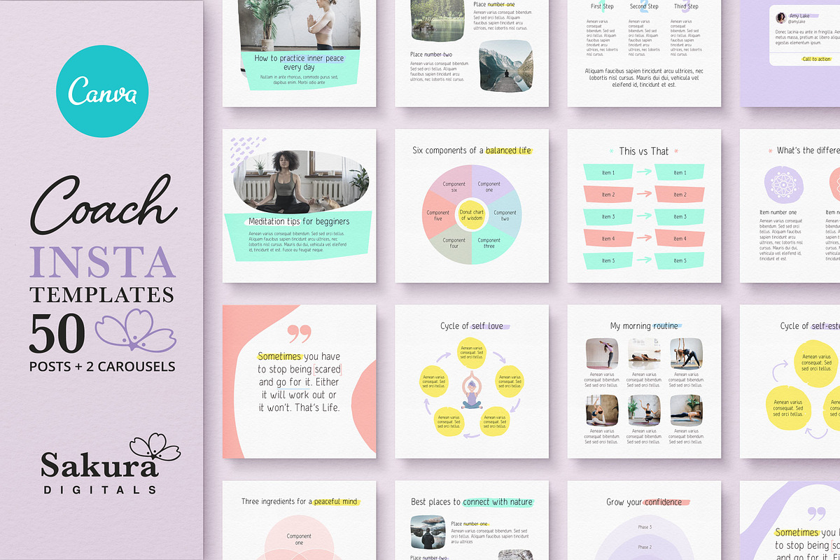 Life Coach Instagram Templates Pack, a Social Media Template by Sakura ...