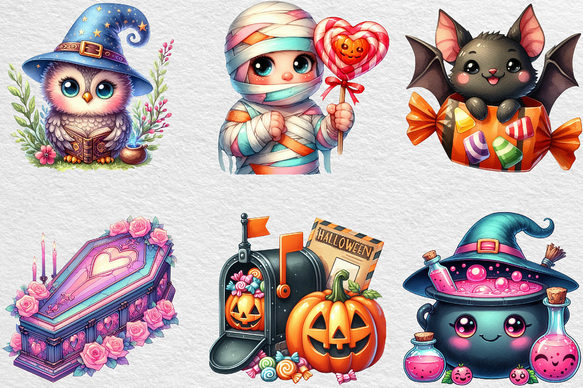Cute Halloween Clipart, an Illustration by Black Bird Studio (Photo 5 of 6)