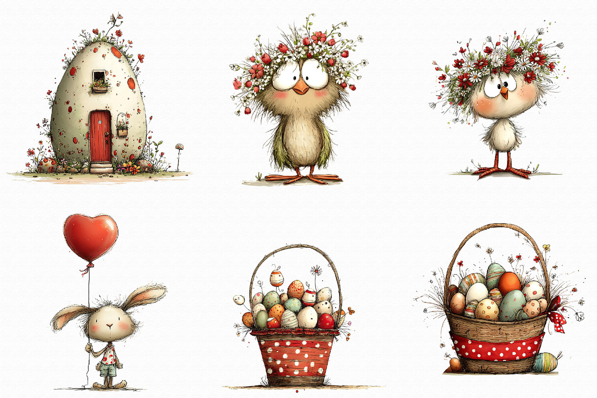 Whimsical Happy Easter Clipart, an Illustration by Libby Wishes (Photo 6 of 7)