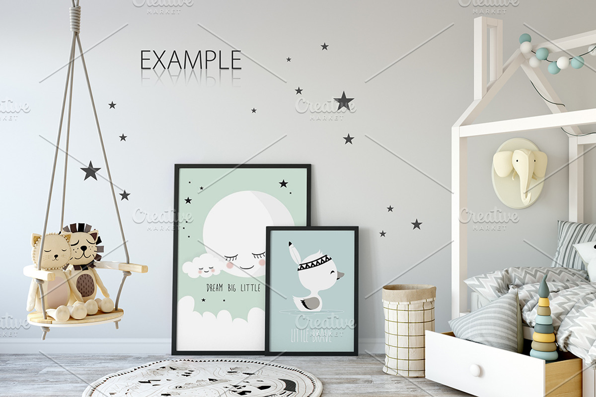 KIDS WALL & FRAMES Mockup Bundle - 2, a Print Template by Yuri-U (Photo 9 of 43)