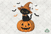 Witchy Cat PNG, an Illustration by Craft Nest (Thumbnail 1 of 6)