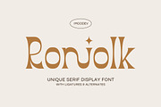 Roniolk - Retro Serif Typeface, a Serif Font by Imoodev (Thumbnail 1 of 6)