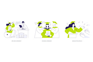 Graduation ceremony isolated cartoon, an Education Illustration by Visual Generation