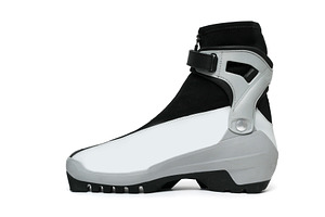 Ski boot isolated on white, a Photo by saiko3p
