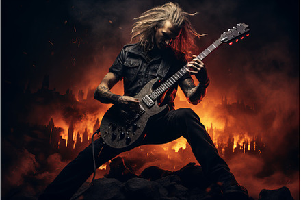 Heavy metal guitarist night, a Person Photo by Ylivdesign