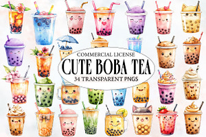 Cute Boba Tea Clipart, an Illustration by Designworld