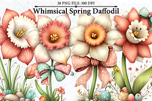 Whimsical Spring Daffodil Clipart, a Seasonal Illustration by HueNestify