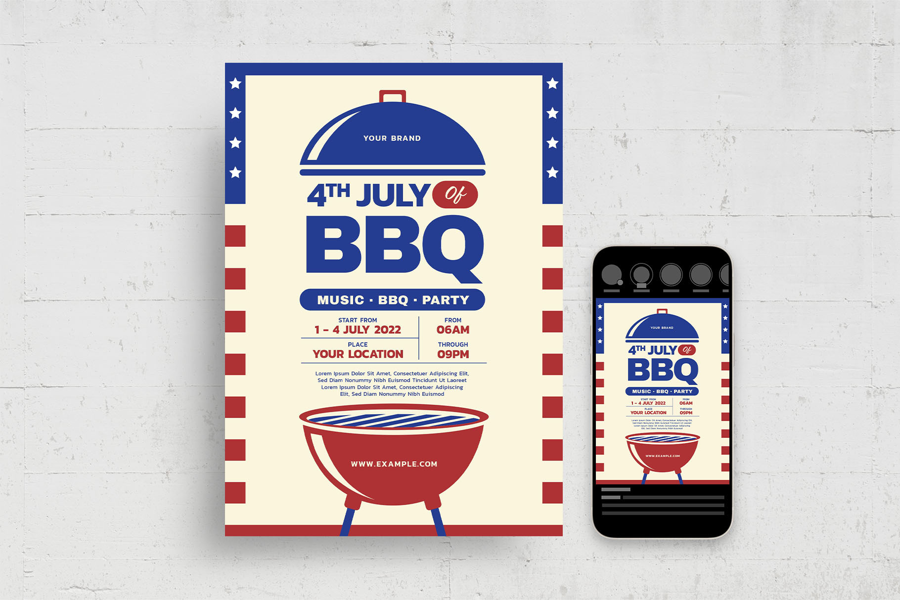 4th of July BBQ Flyer, a Flyer Template by BrandPacks