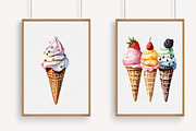 Watercolor Ice Cream Clipart, an Illustration by Libby Wishes (Thumbnail 3 of 7)