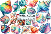 Watercolor Colorful Sea Shell Clipar, an Illustration by Rose Art (Thumbnail 1 of 7)