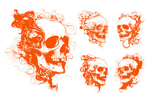 Skull with smoke color ink sketch, an Object Illustration by Onyx