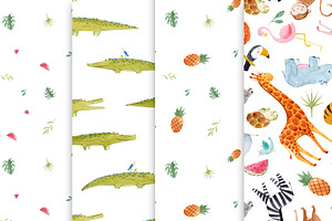 Watercolor Safari Animal Set