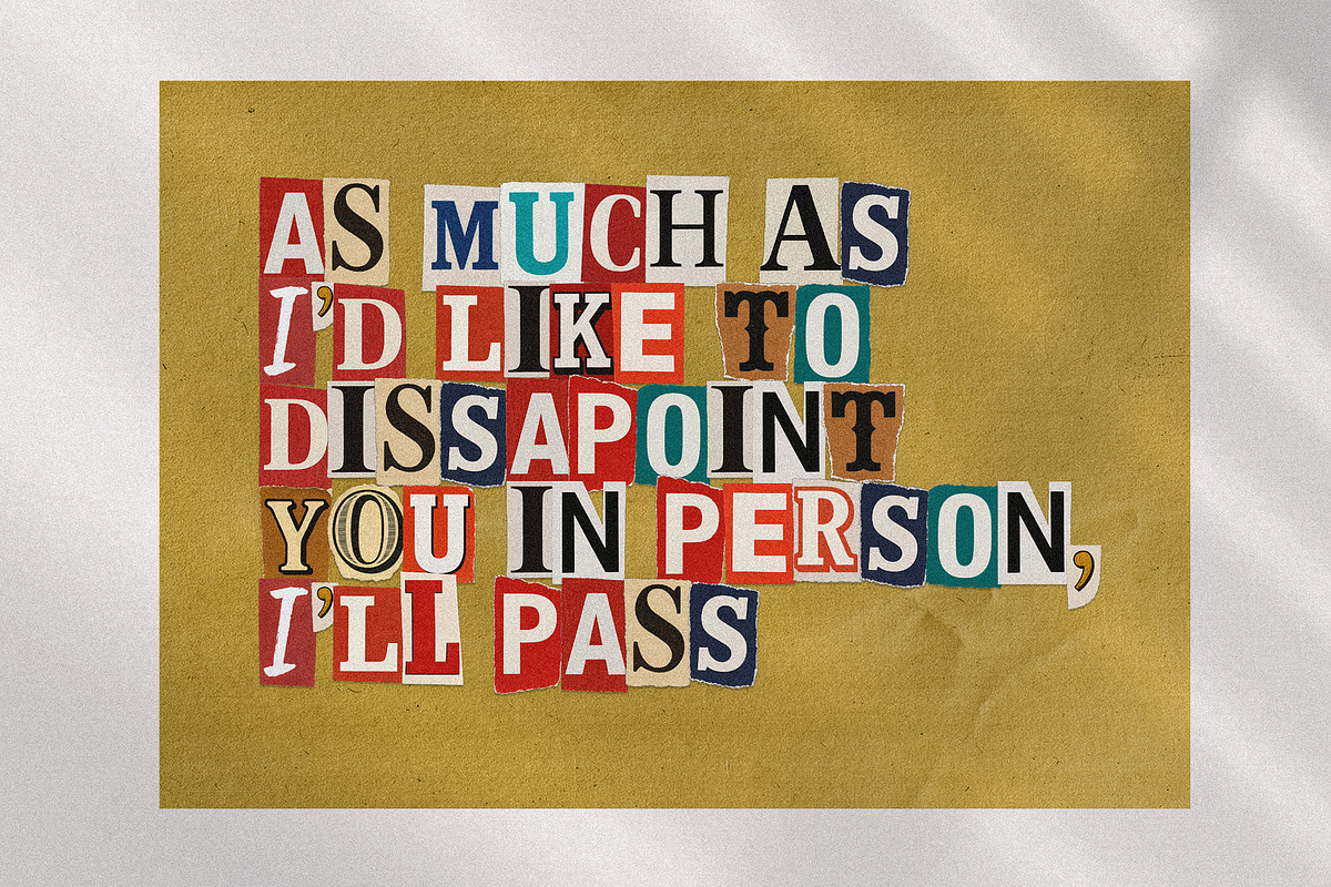 Blackmail — Paper Cutout Bitmap Font, a Symbol Font by AndrewPixelType (Photo 5 of 9)