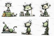 Whimsical Christmas Cats Clipart, an Illustration by Craft Nest (Thumbnail 6 of 6)