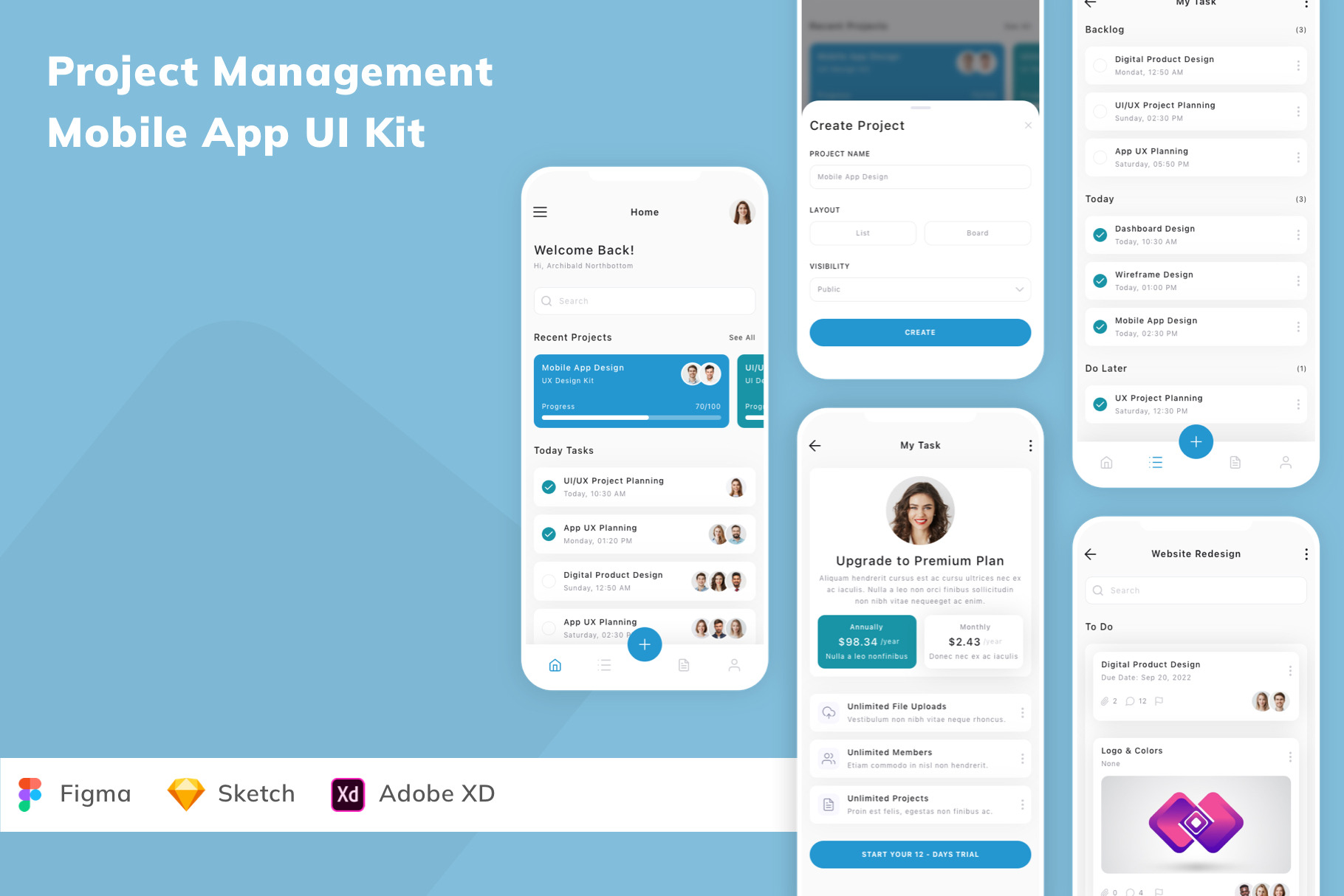 Project Management Mobile App UI Kit, an UI Kit Template by Betush