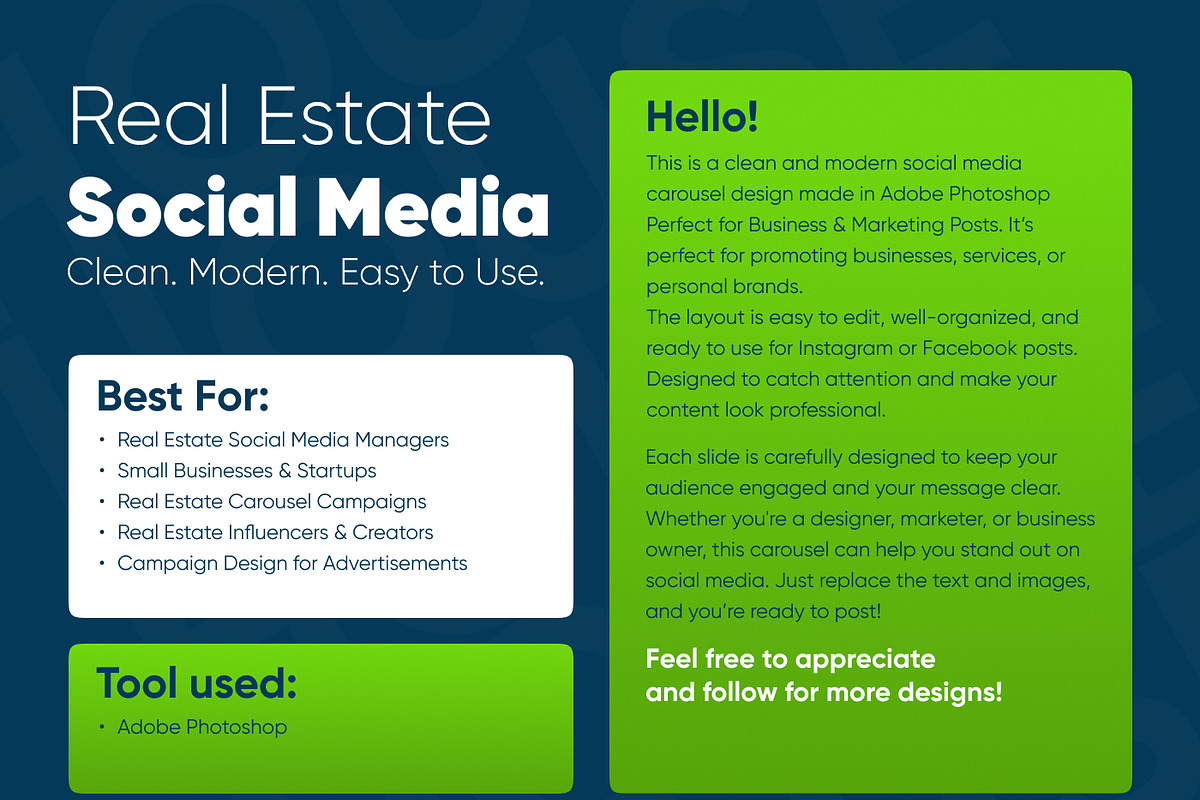 Real Estate Social Media Carousel, a Social Media Template by Soulfuldesignstudio (Photo 2 of 9)
