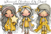 Whimsical Christmas Elf Clipart, an Illustration by Black Bird Studio (Thumbnail 1 of 6)