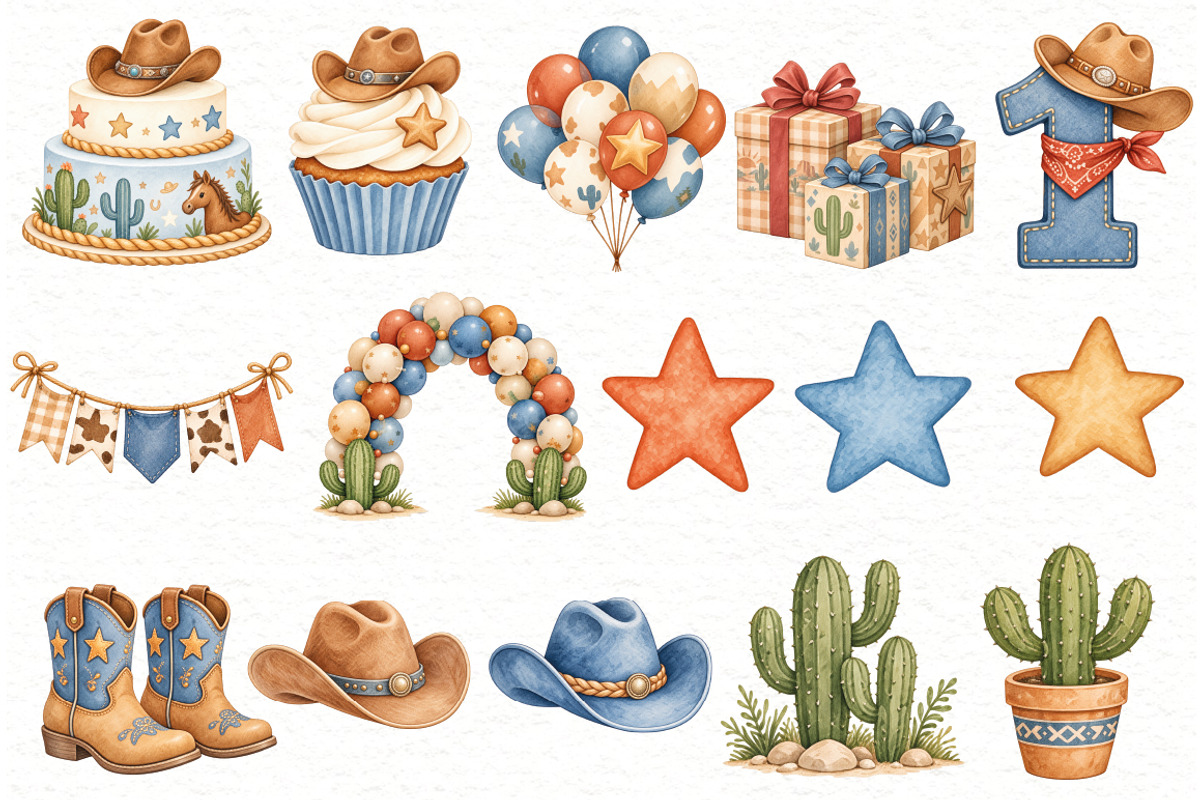 Little Cowboy Clipart Bundle, a Person Illustration by Villa 11 Estudio (Photo 5 of 8)