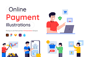 Online Payment Illustrations, a Background Graphic by Brickclay