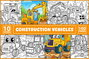 Construction Vehicles Coloring Pages, a Transportation Illustration by BrightMart