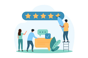 Customer review satisfaction survey, a Person Illustration by Flashvector