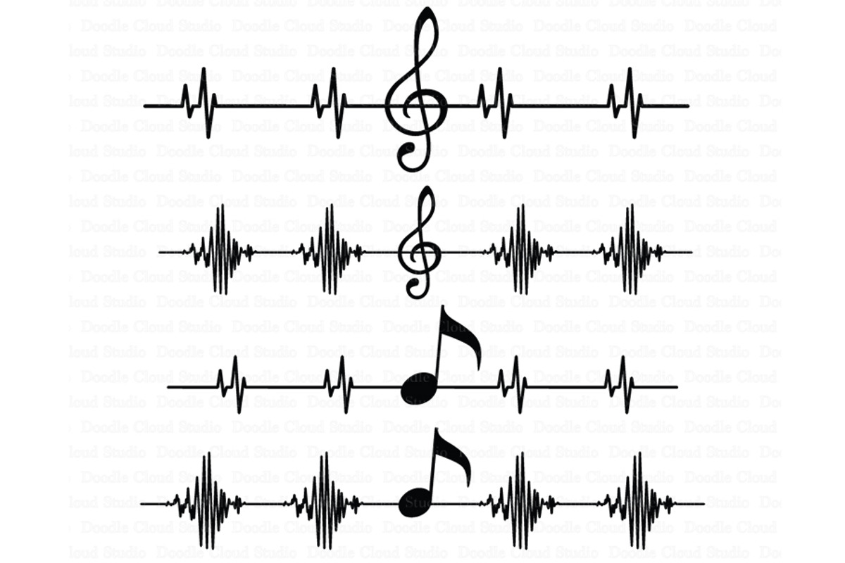 Musical Notes SVG, Musical Heartbeat, an Illustration by Doodle Cloud ...