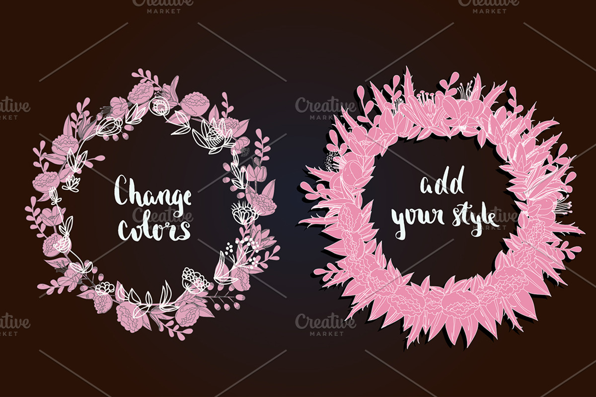 Flowers & Leaves Vector Set, a Decorative Illustration by Moo Graphics (Photo 3 of 6)