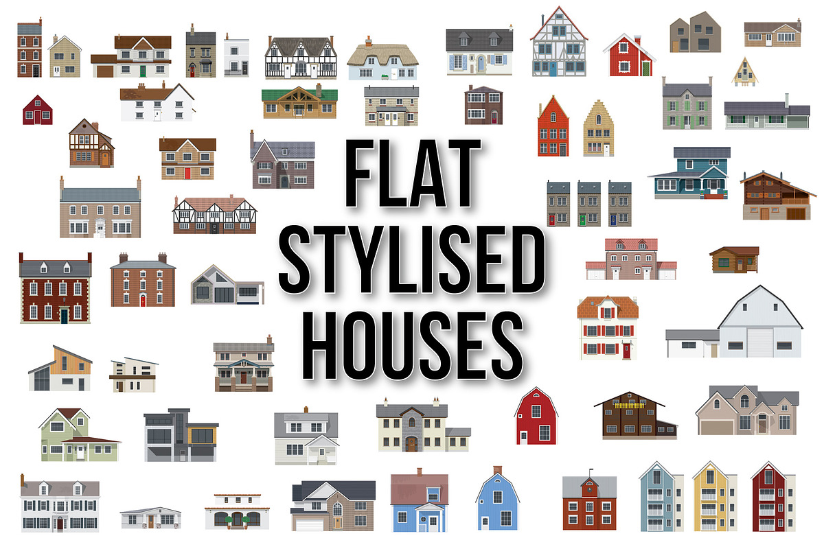 Flat Stylised Houses, an Object Graphic by Industrial Artworks (Photo 1 of 3)