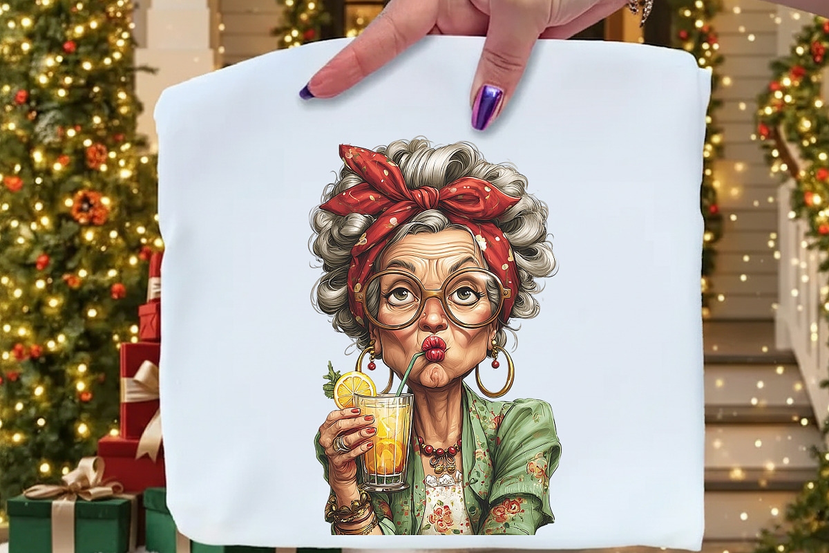 Funny Senior Lady Drinking Cocktail, an Illustration by Craft Nest (Photo 5 of 9)