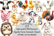 Quirky Farm Animals Clipart PNG, a Seasonal Illustration by CitraGraphics (Thumbnail 1 of 4)