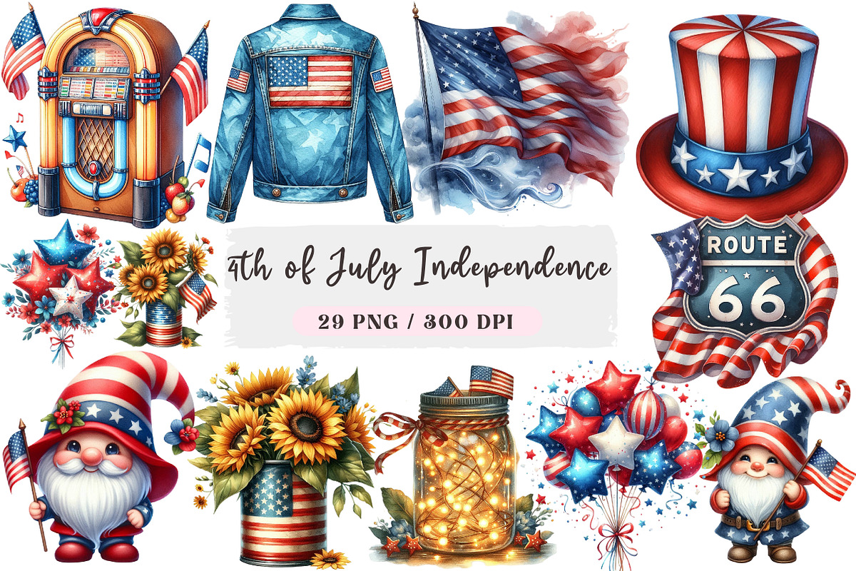 4th of July Independence Day Clipart, an Illustration by DreamArtGraphic (Photo 1 of 4)