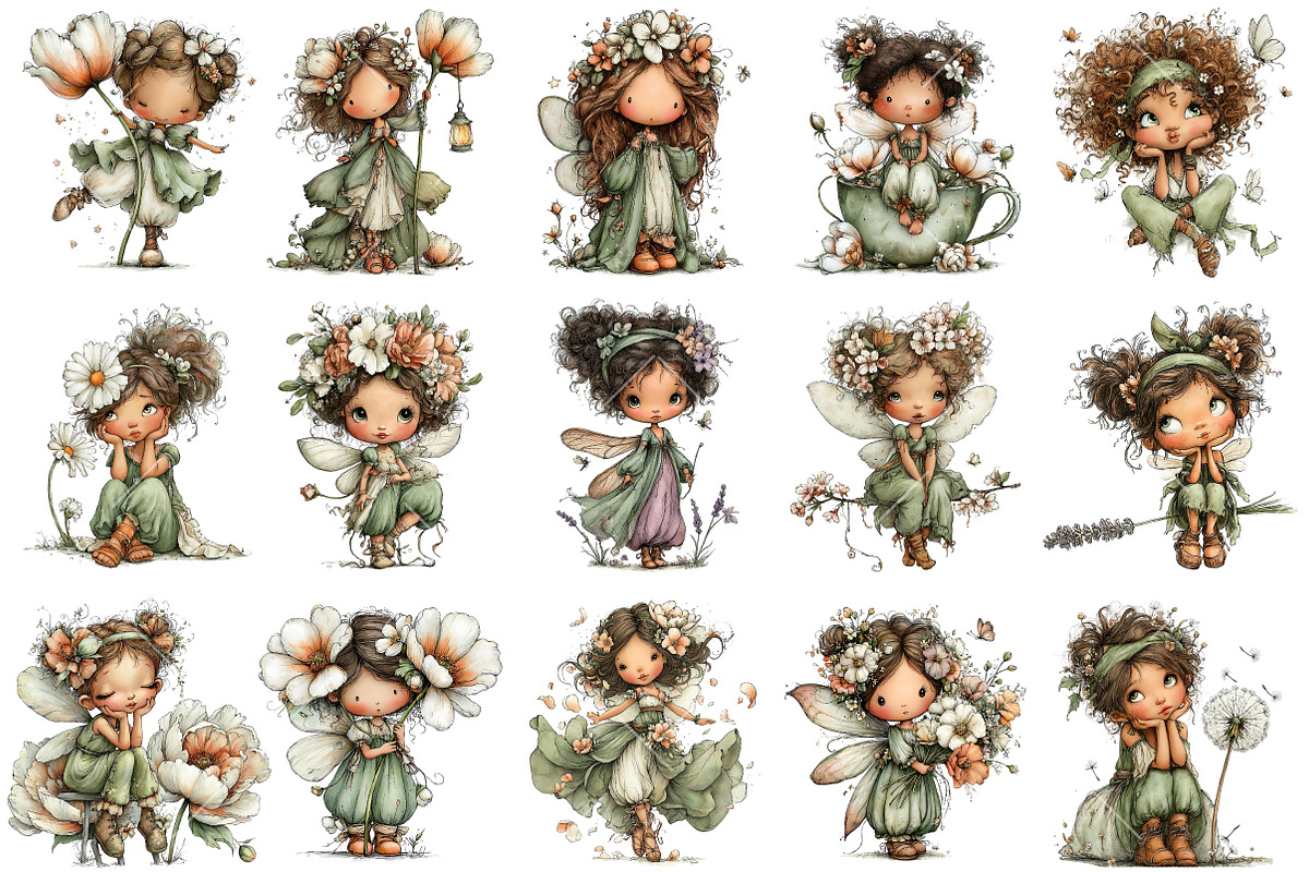 Whimsical Spring Fairy Clipart, an Illustration by OK Design (Photo 3 of 6)