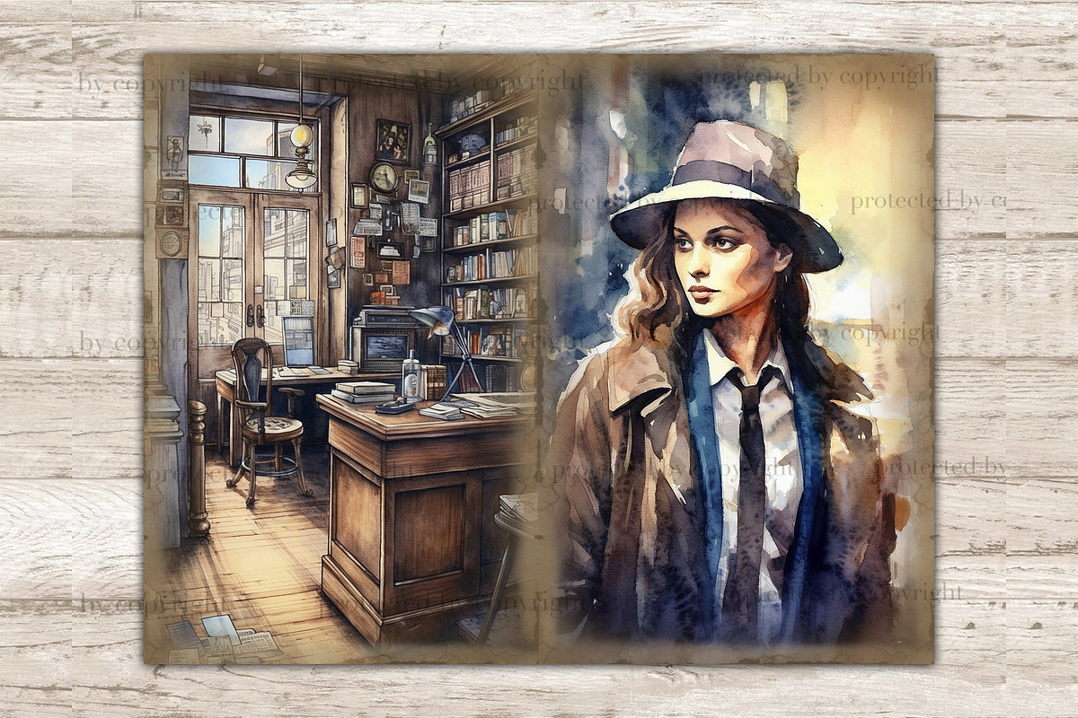 Detective Junk Journal Pages Woman, a Person Illustration by GlamArtZhanna (Photo 9 of 9)