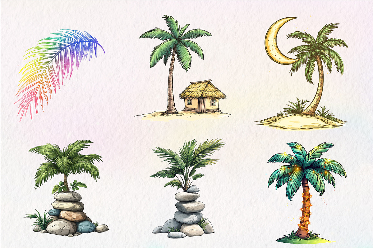 Summer Palm Tree Clipart, an Illustration by CreationArt (Photo 5 of 5)