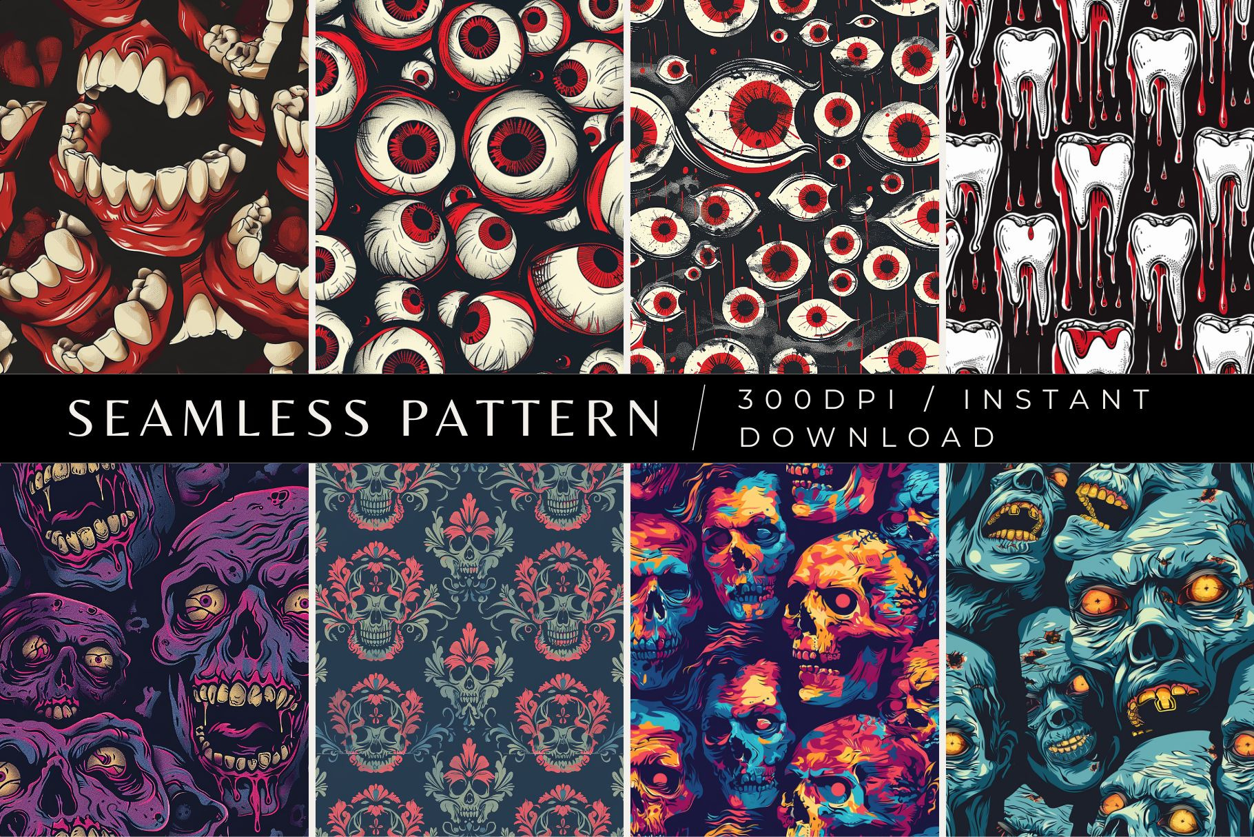 8 Grotesque Glamour Seamless Pattern, a Pattern Graphic by Inknfolly