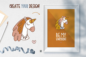 Little Unicorn Vector Clipart Set