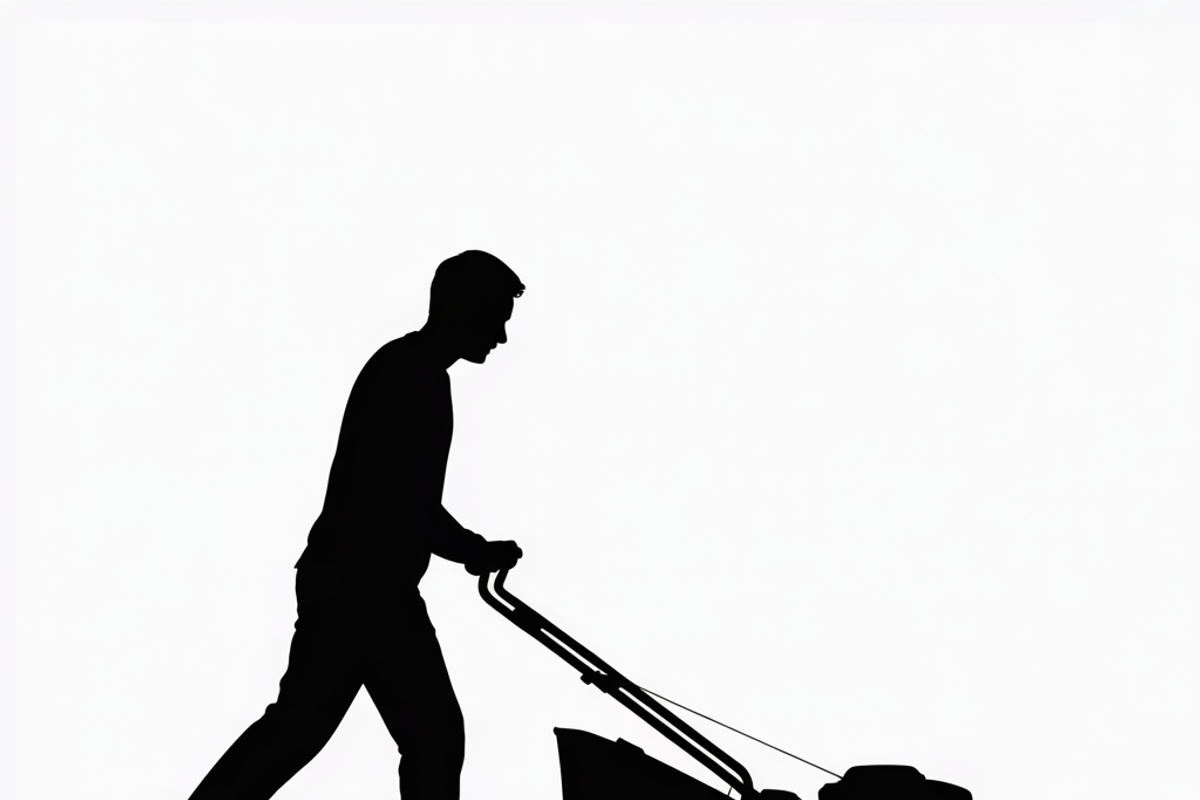 silhouette of a man mowing the lawn, an Illustration by Amazin_art (Photo 15 of 21)