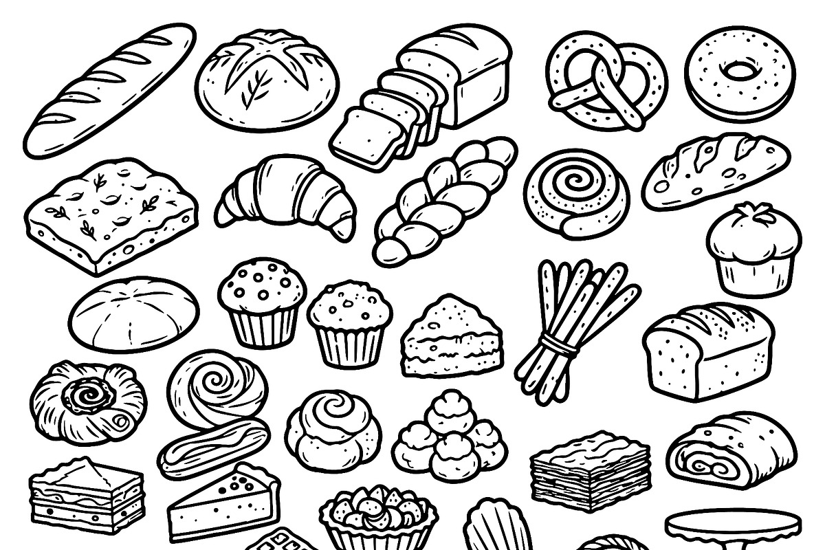 French bakery bread doodles, hand, an Object Illustration by Voodz_shop (Photo 3 of 3)