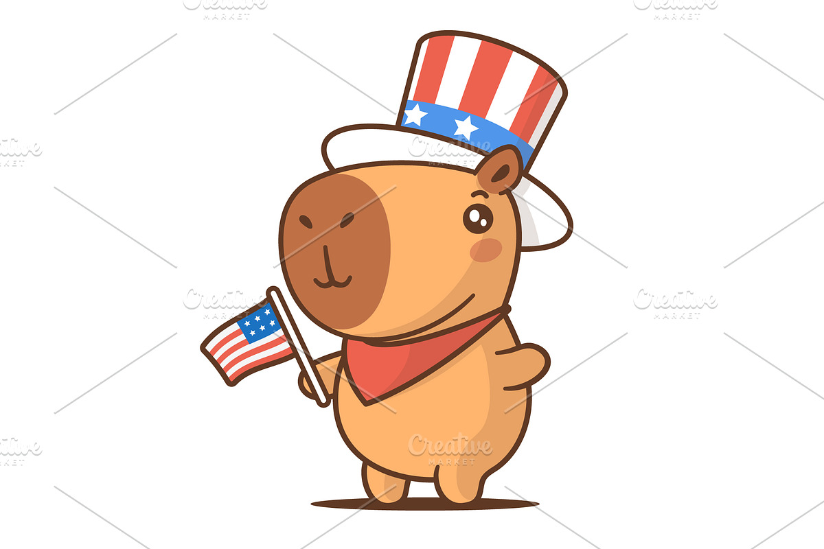 Patriotic Capybara, an Animal Illustration by Vector Kitchen by Zoljo