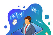 Isometric Online Customer Support, a Person Illustration by TAlex (Thumbnail 4 of 6)