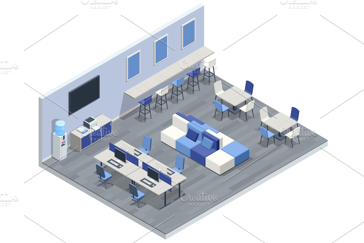 Modern coworking office interior, a Person Illustration by Golden Sikorka