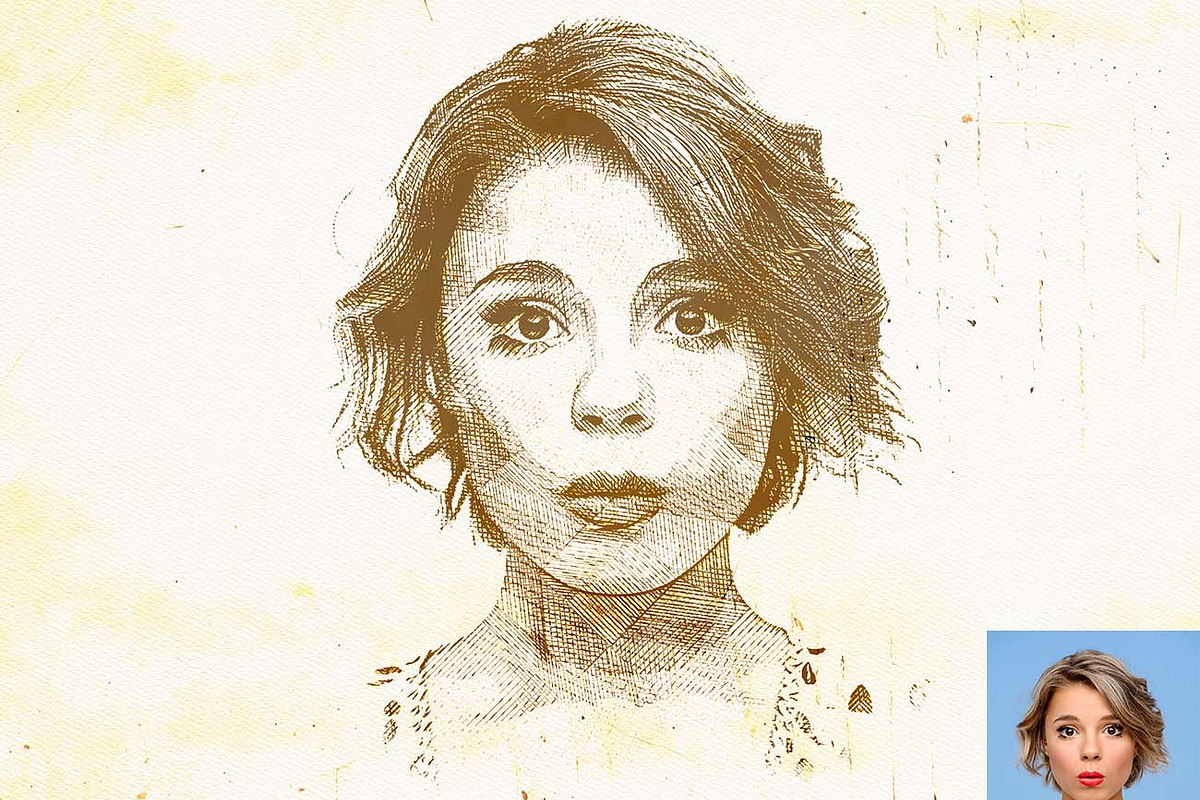 Vintage Cross Hatch Etching, an Action Add-On by Studio Retouch (Photo 6 of 11)