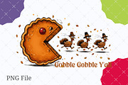 Funny Pumpkin Pie Chasing Turkey Png, an Illustration by designcity5 (Thumbnail 1 of 8)
