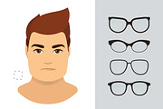 Man glasses shapes-9 face types-set, a Decorative Illustration by Cheremuha (Thumbnail 5 of 6)